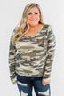 Sequin Pocket Long Sleeve Top- Camo