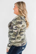 Sequin Pocket Long Sleeve Top- Camo