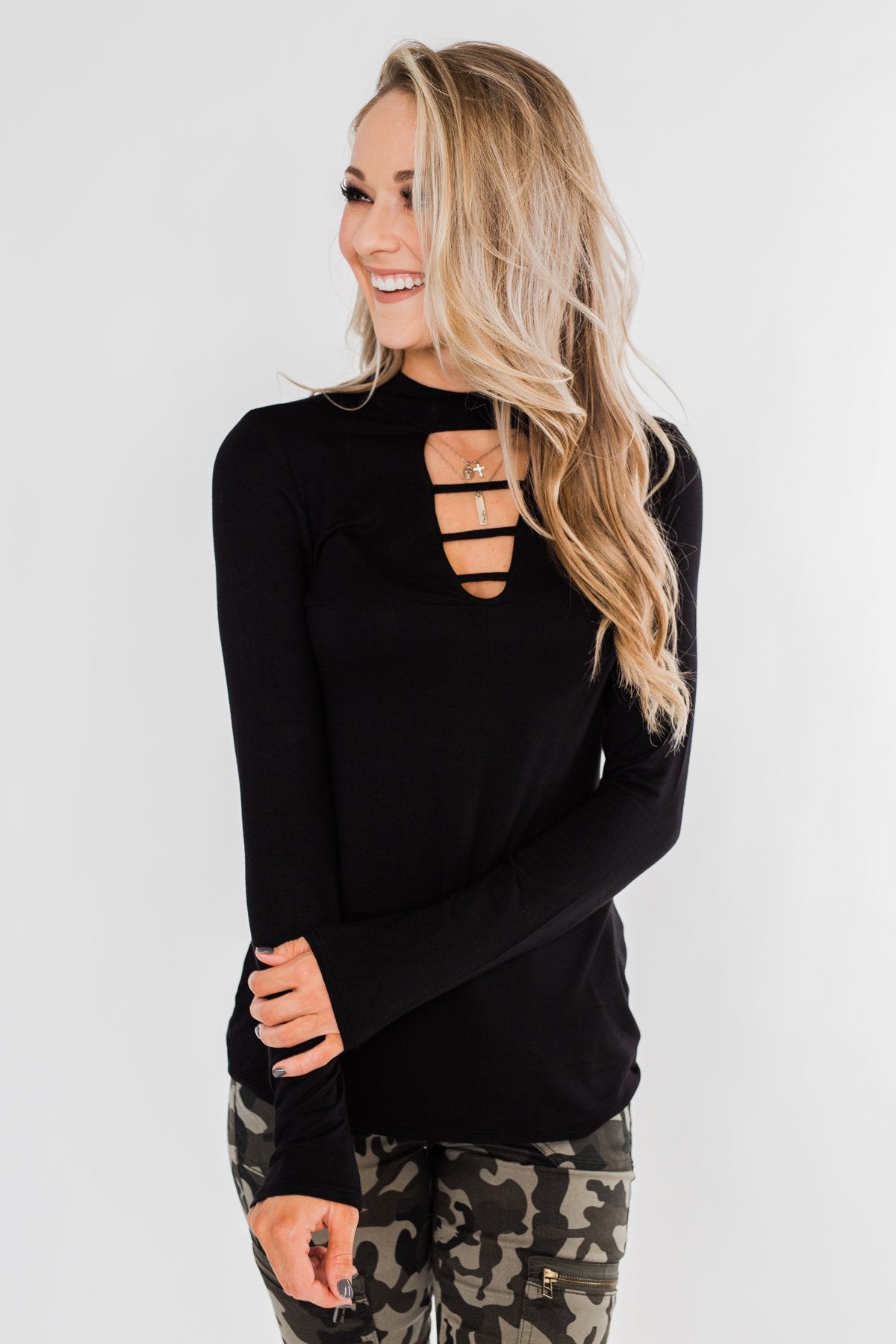 How Incredible Long Sleeve Top- Black