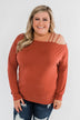 Something New Cold Shoulder Top- Soft Rust