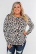 Long Sleeve Cutout Back Top- Cream & Leopard