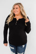 Essential 5-Button Henley Top- Black