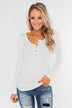 Essential 5-Button Henley Top- Off White