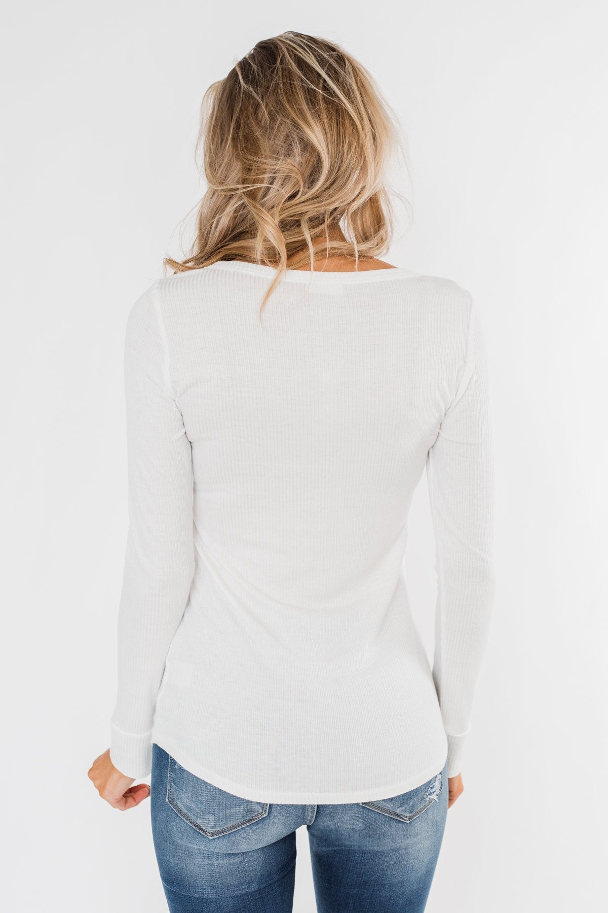 Essential 5-Button Henley Top- Off White