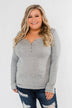 Essential 5-Button Henley Top- Heather Grey