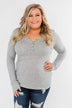 Essential 5-Button Henley Top- Heather Grey