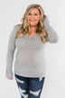 Essential 5-Button Henley Top- Heather Grey