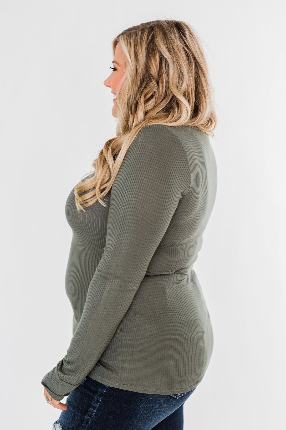 Essential 5-Button Henley Top- Sage