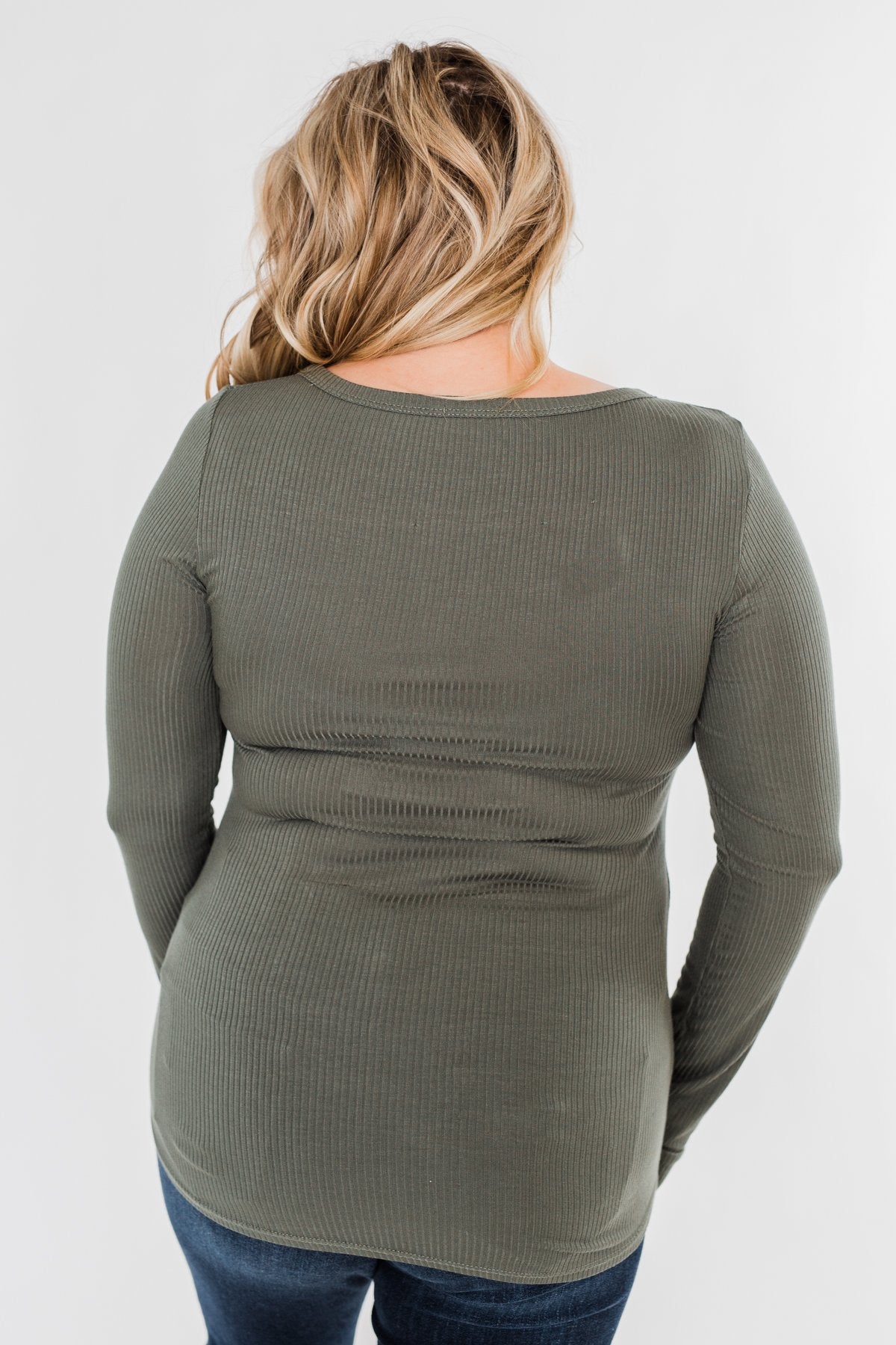 Essential 5-Button Henley Top- Sage