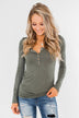 Essential 5-Button Henley Top- Sage