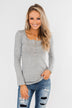 Essential 5-Button Henley Top- Heather Grey