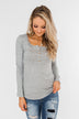Essential 5-Button Henley Top- Heather Grey