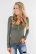 Essential 5-Button Henley Top- Sage