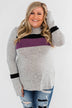 Only A Matter Of Time Hoodie- Heather Grey & Purple