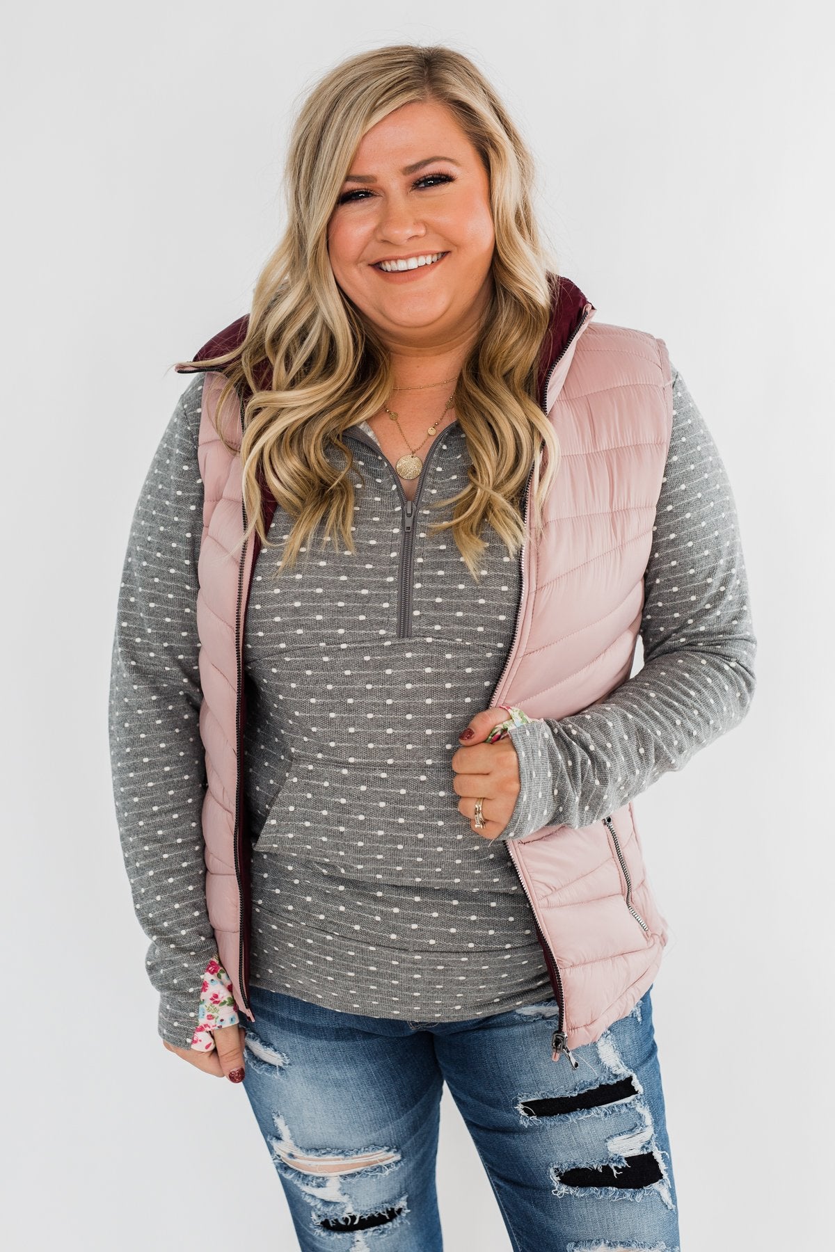 A New Journey Reversible Vest- Blush & Burgundy