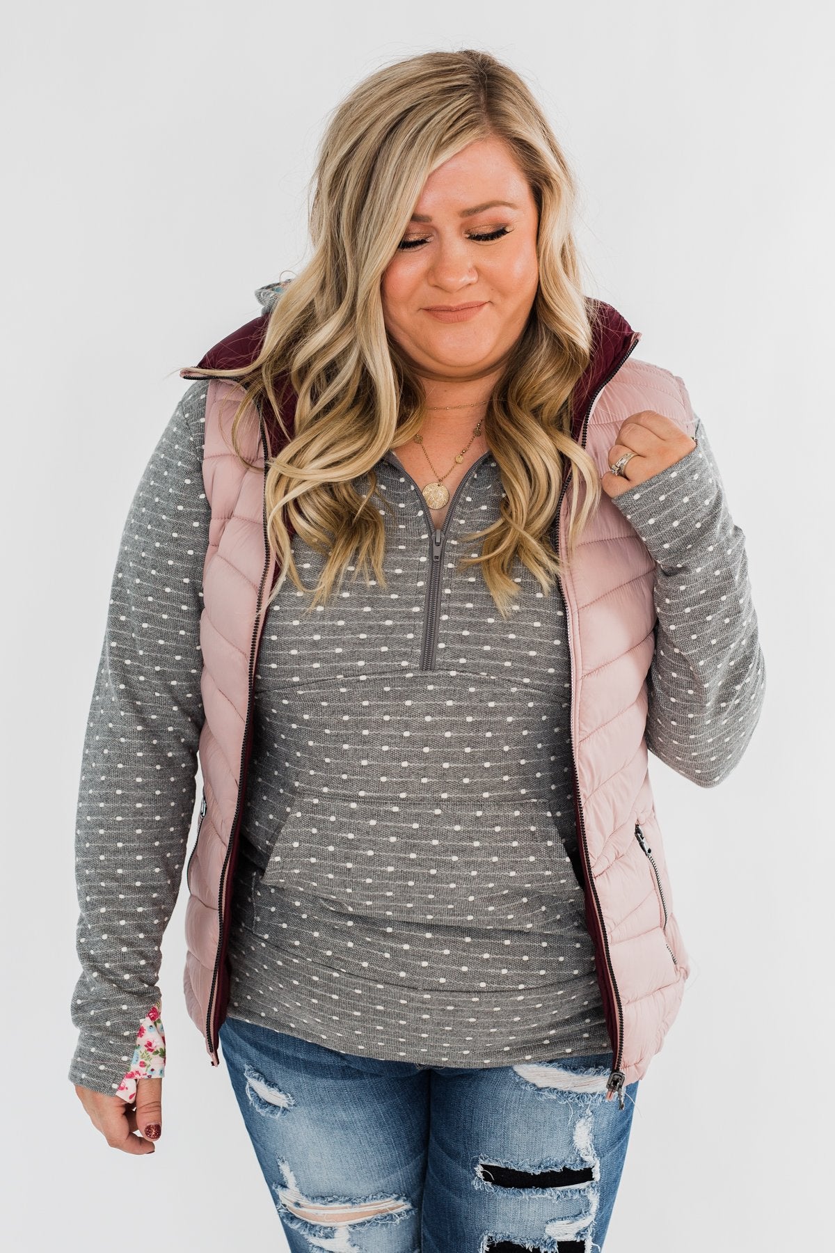 A New Journey Reversible Vest- Blush & Burgundy