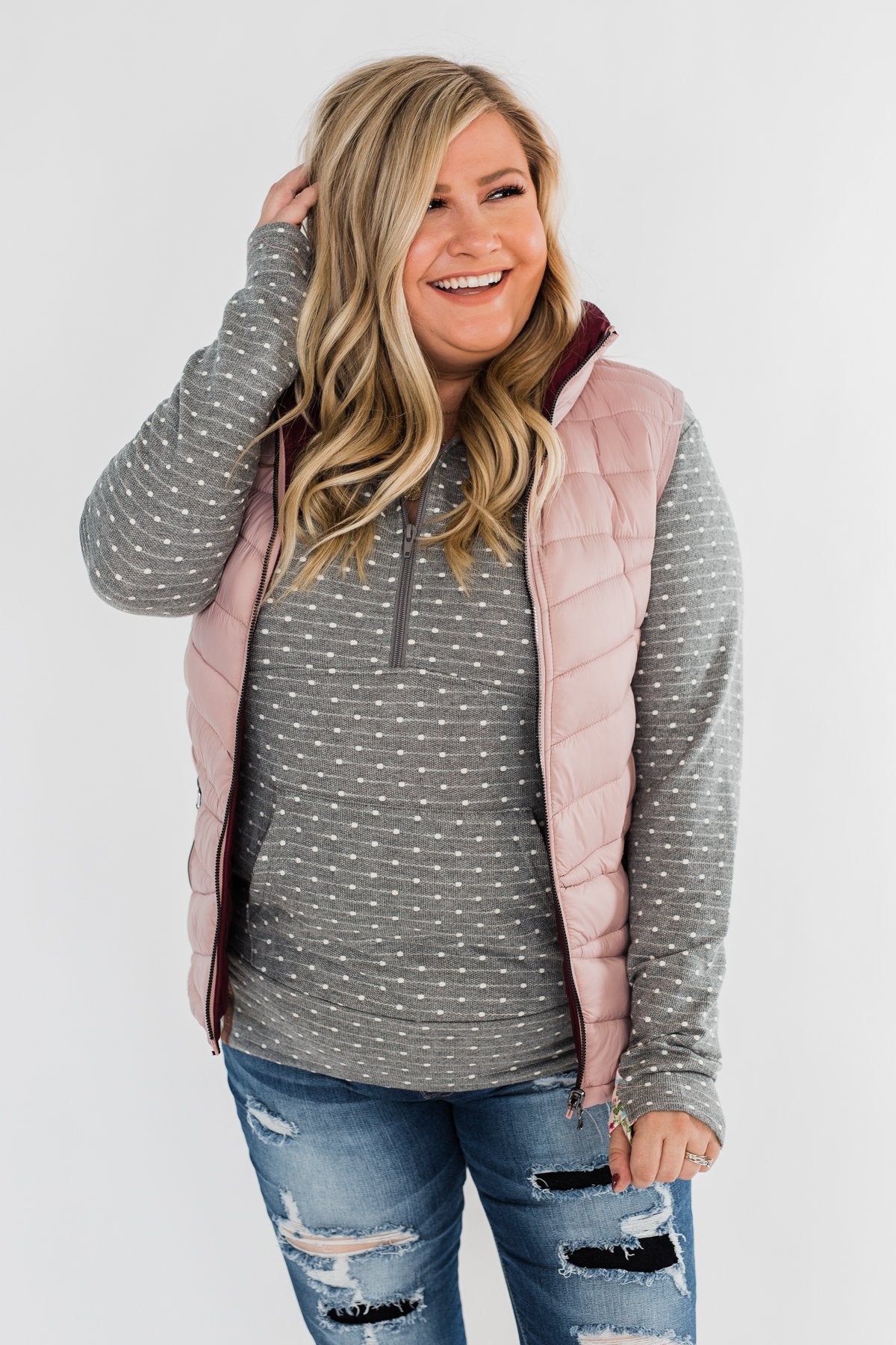 A New Journey Reversible Vest- Blush & Burgundy
