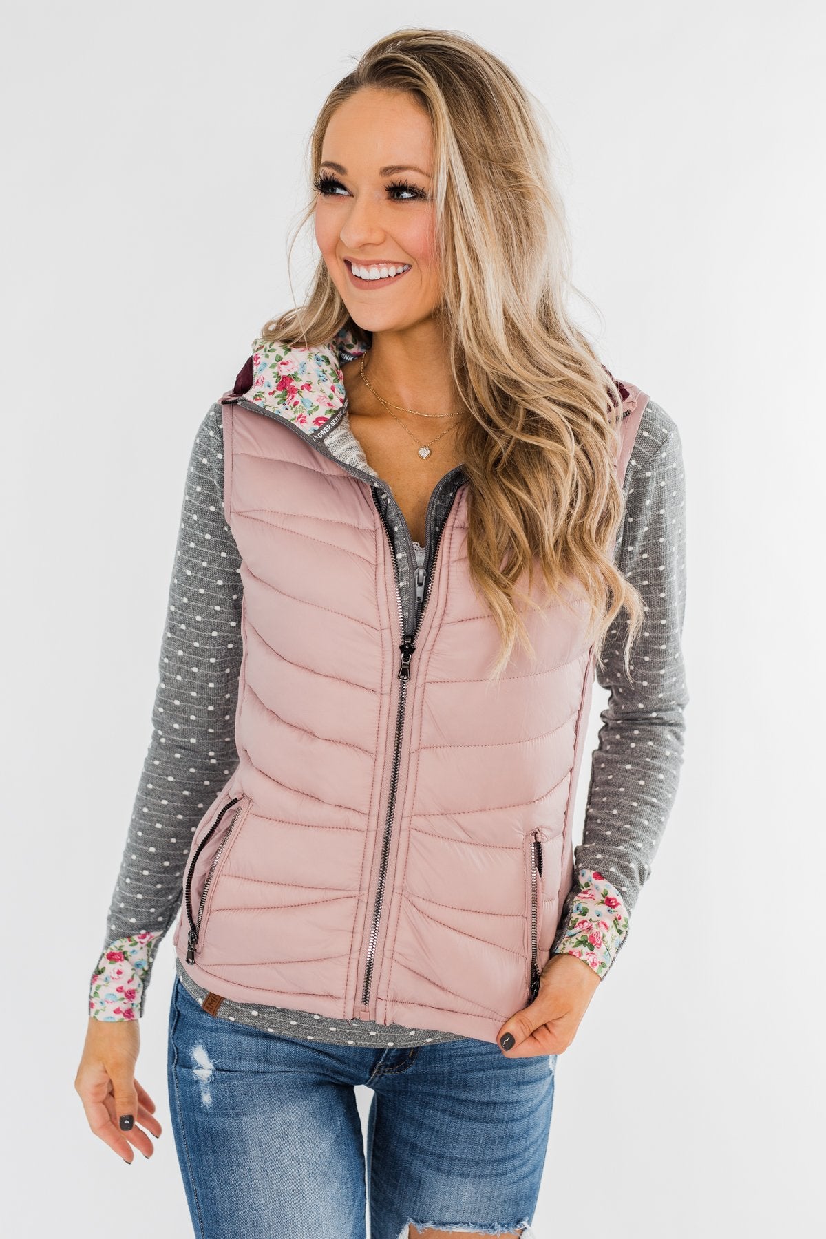 A New Journey Reversible Vest- Blush & Burgundy