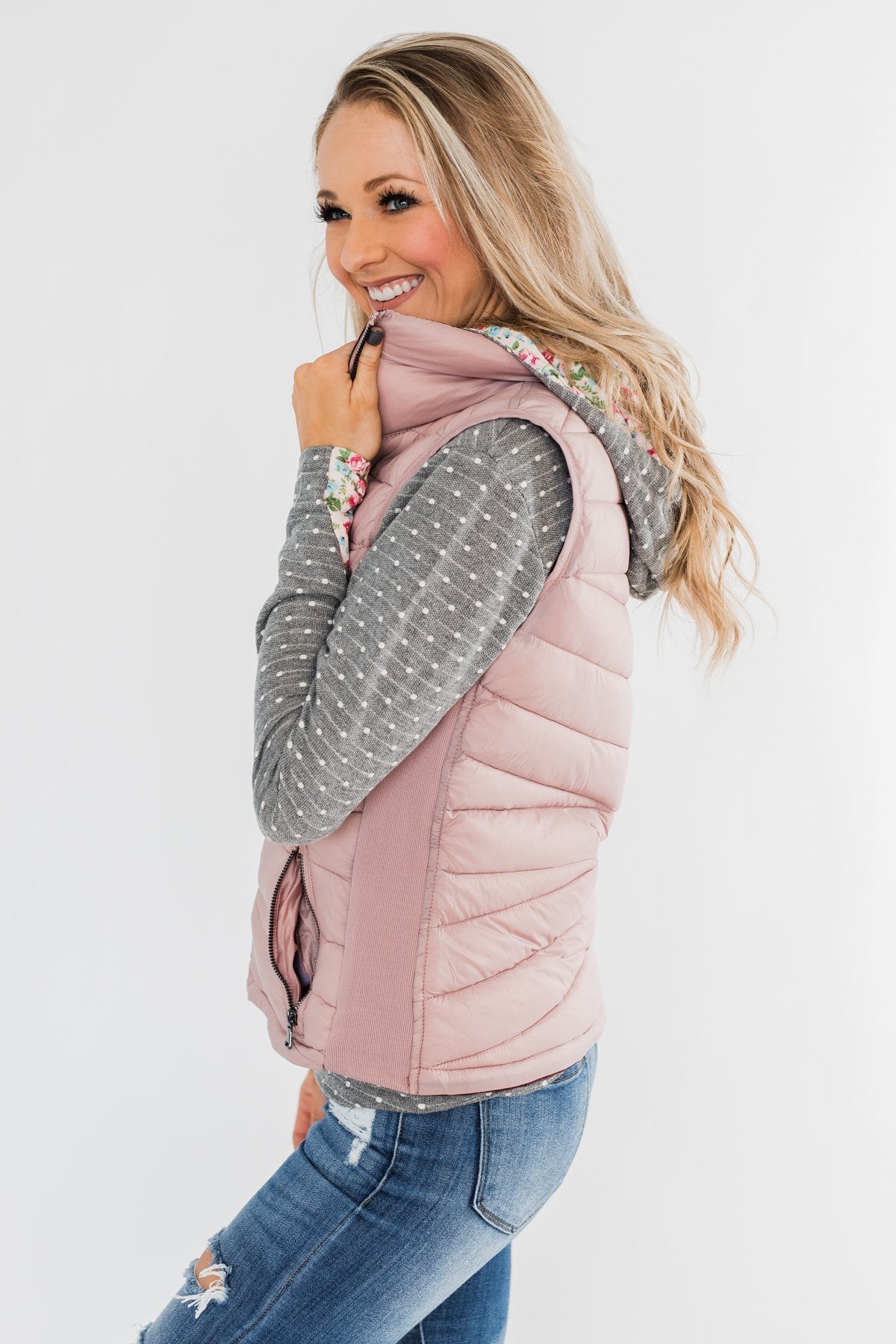 A New Journey Reversible Vest- Blush & Burgundy