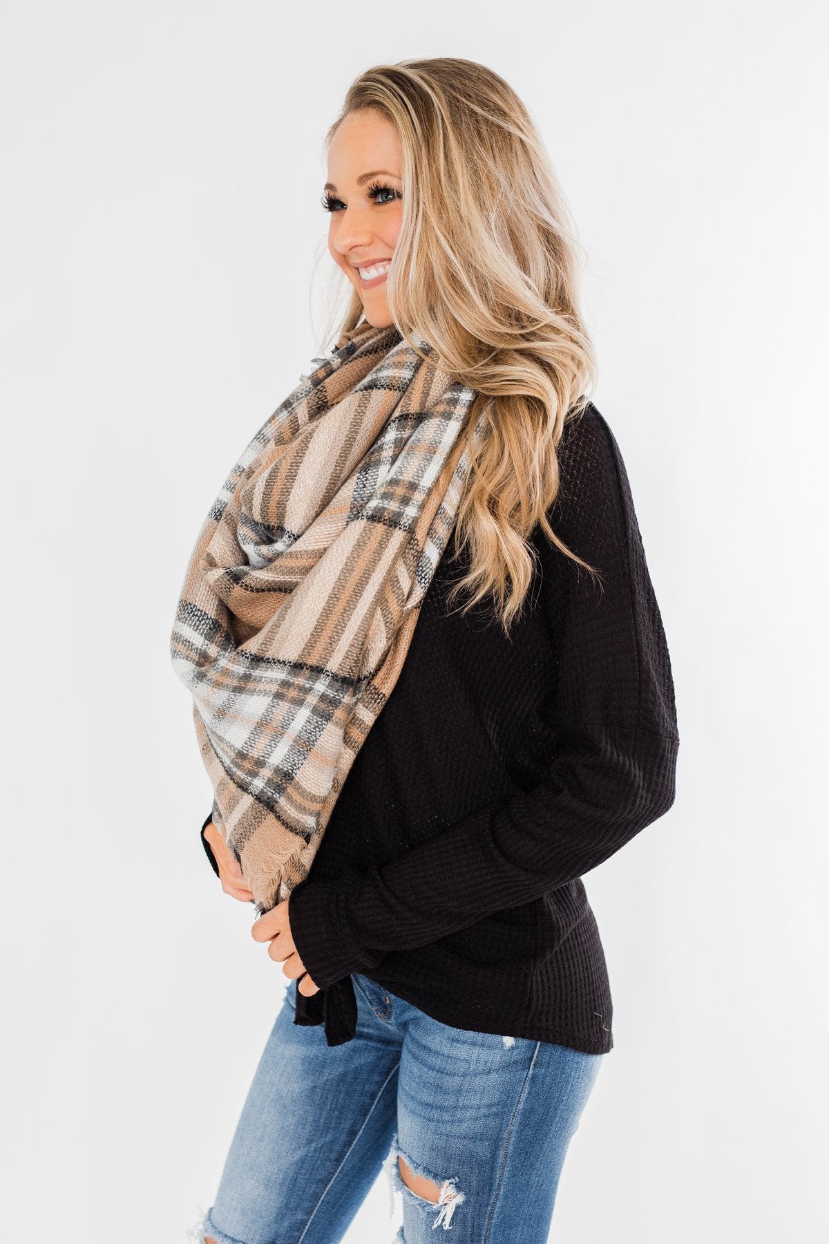 Soft & Cozy Blanket Scarf- Beige, Olive, & Ivory