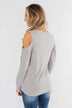 Take A Hint Cold Shoulder Thermal Top- Grey