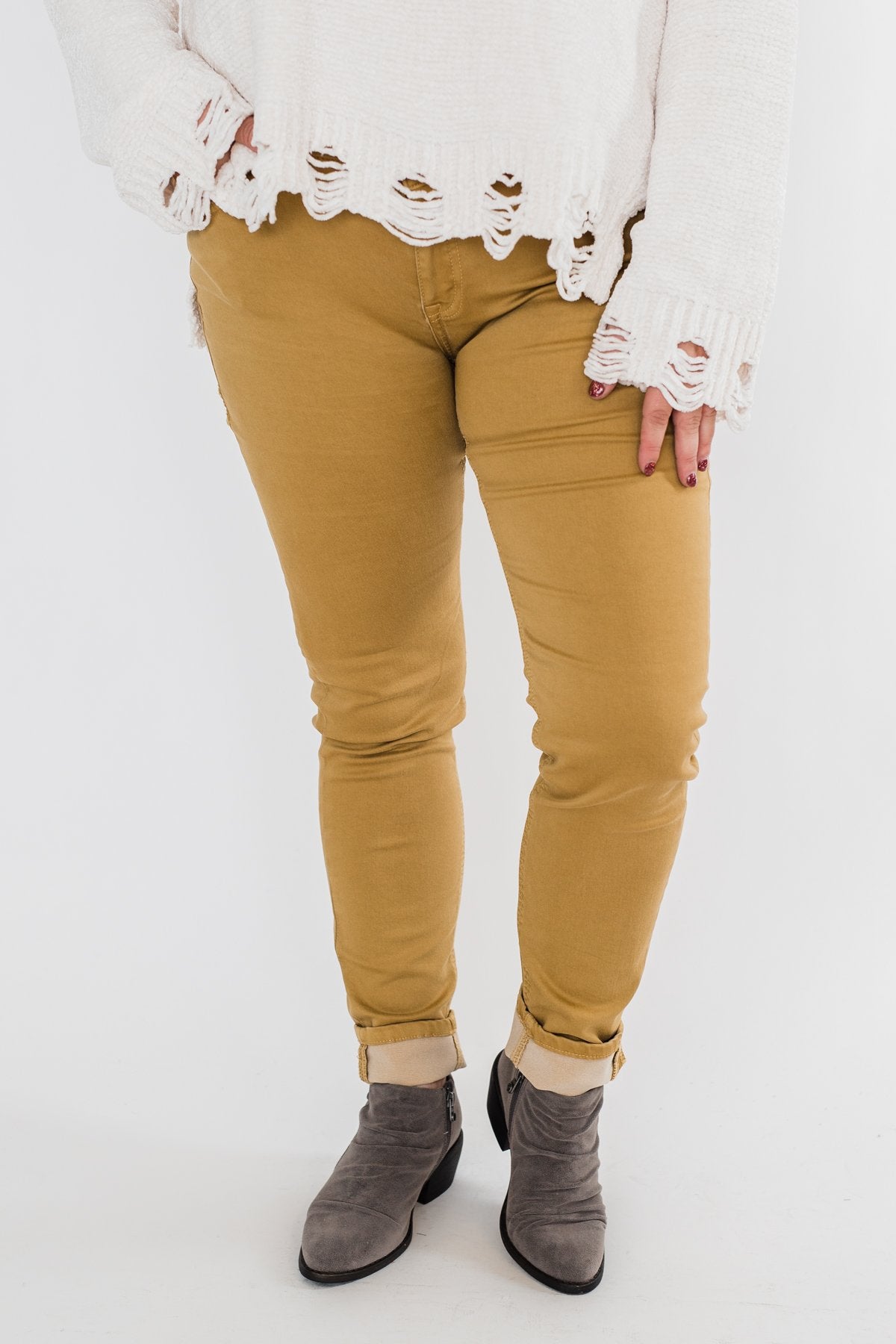 Rubberband Colored Skinny Jeans- Mustard