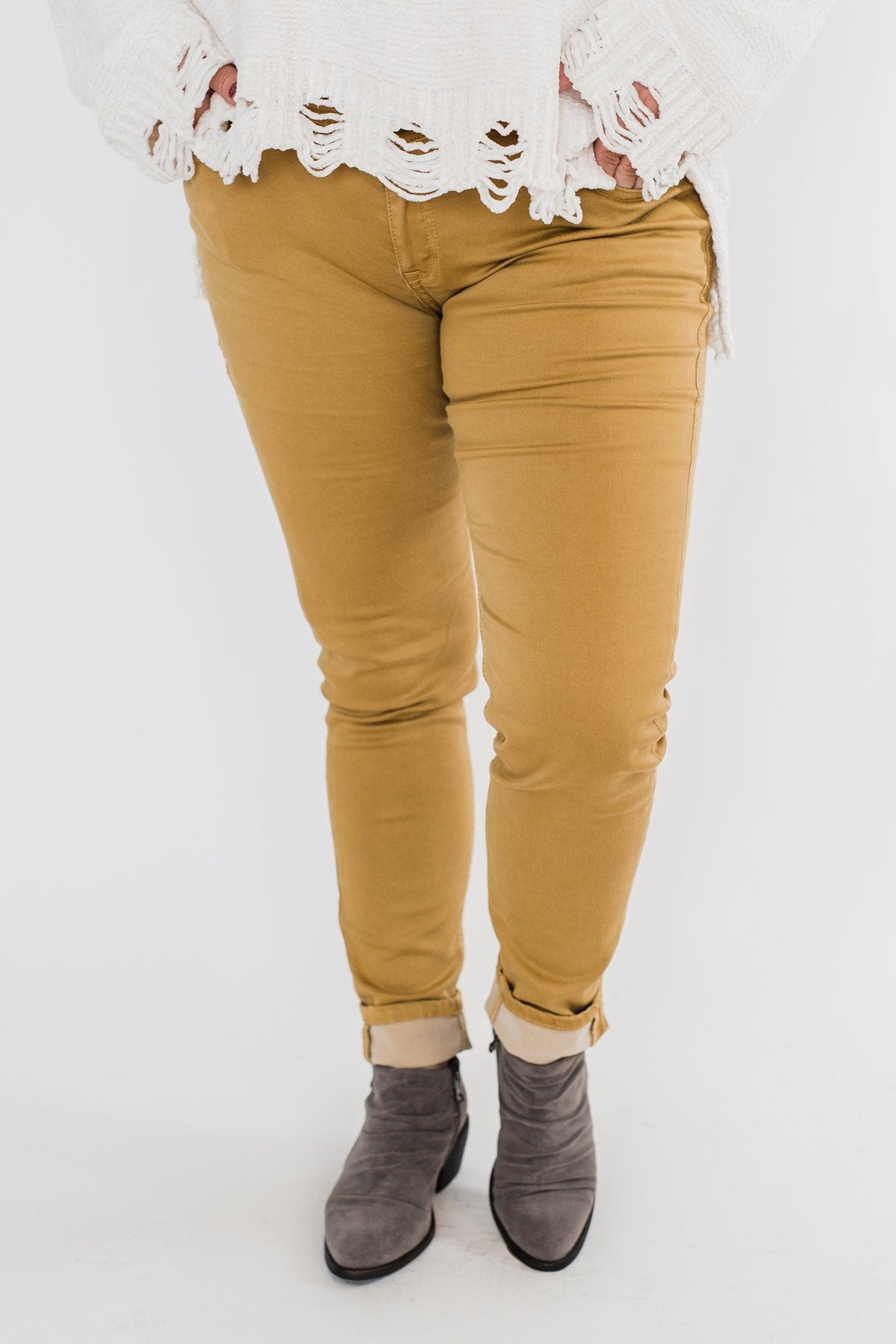 Rubberband Colored Skinny Jeans Mustard The Pulse Boutique
