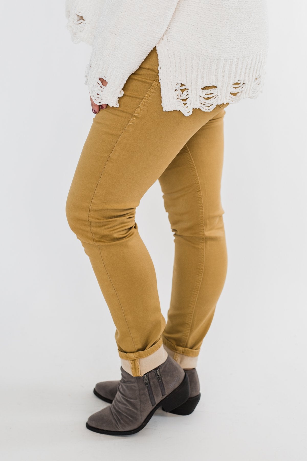 Rubberband Colored Skinny Jeans- Mustard