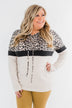 Into the Jungle Color Block Hoodie- Dark Charcoal & Oatmeal