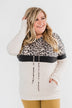 Into the Jungle Color Block Hoodie- Dark Charcoal & Oatmeal