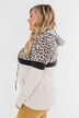 Into the Jungle Color Block Hoodie- Dark Charcoal & Oatmeal