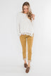 Cute & Cozy Frayed Knit Sweater- Light Cream
