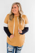 You And I Long Sleeve Hoodie- Mustard & Navy