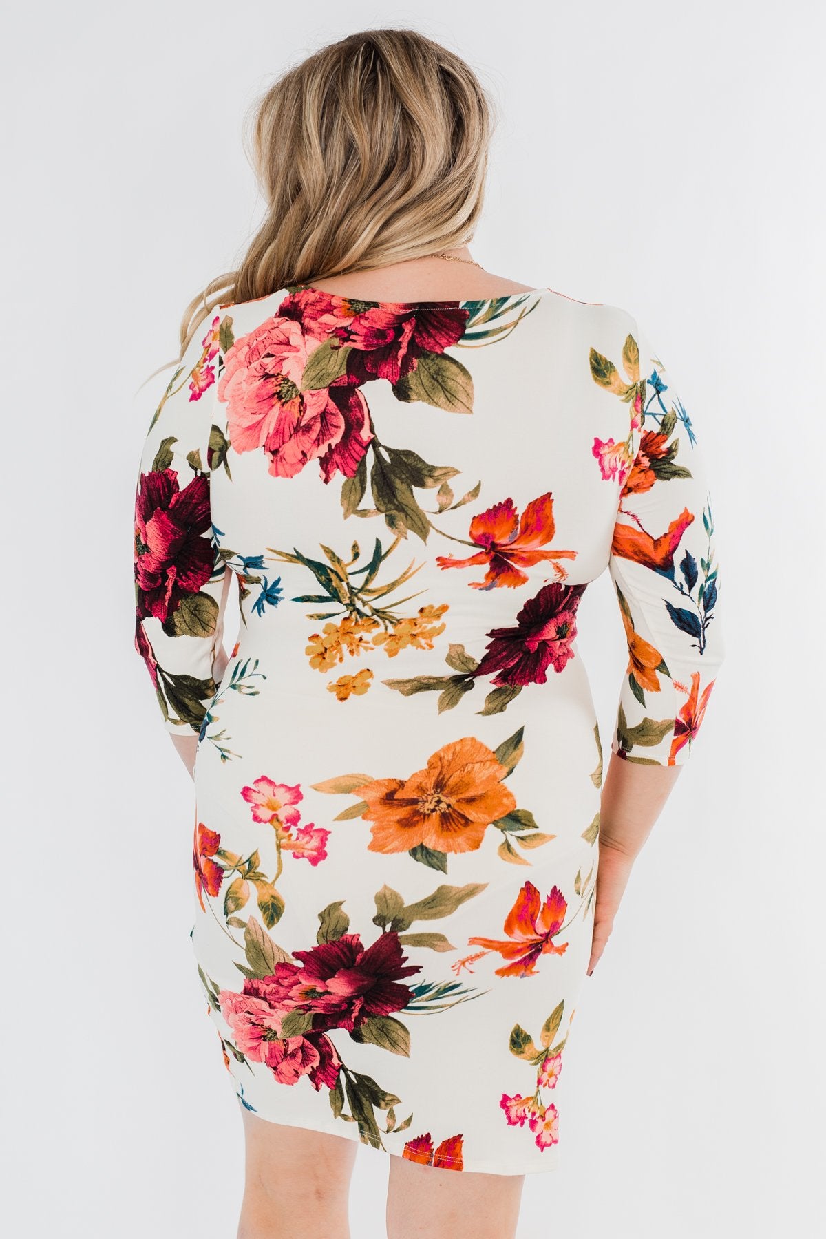 Captivating In Floral Dress- Cream