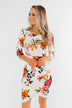 Captivating In Floral Dress- Cream