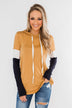 You And I Long Sleeve Hoodie- Mustard & Navy