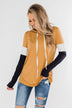 You And I Long Sleeve Hoodie- Mustard & Navy
