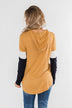 You And I Long Sleeve Hoodie- Mustard & Navy
