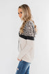 Into the Jungle Color Block Hoodie- Dark Charcoal & Oatmeal
