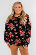 Never Alone Long Sleeve Floral Top- Black