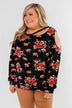 Never Alone Long Sleeve Floral Top- Black