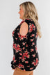 Never Alone Long Sleeve Floral Top- Black