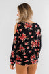 Never Alone Long Sleeve Floral Top- Black