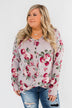 Long Sleeve Floral Wrap Top- Mauve