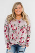 Long Sleeve Floral Wrap Top- Mauve