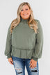 Say You Won't Let Go Cinched Blouse- Olive