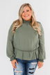 Say You Won't Let Go Cinched Blouse- Olive