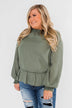 Say You Won't Let Go Cinched Blouse- Olive