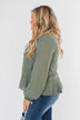 Say You Won't Let Go Cinched Blouse- Olive