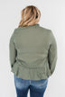 Say You Won't Let Go Cinched Blouse- Olive
